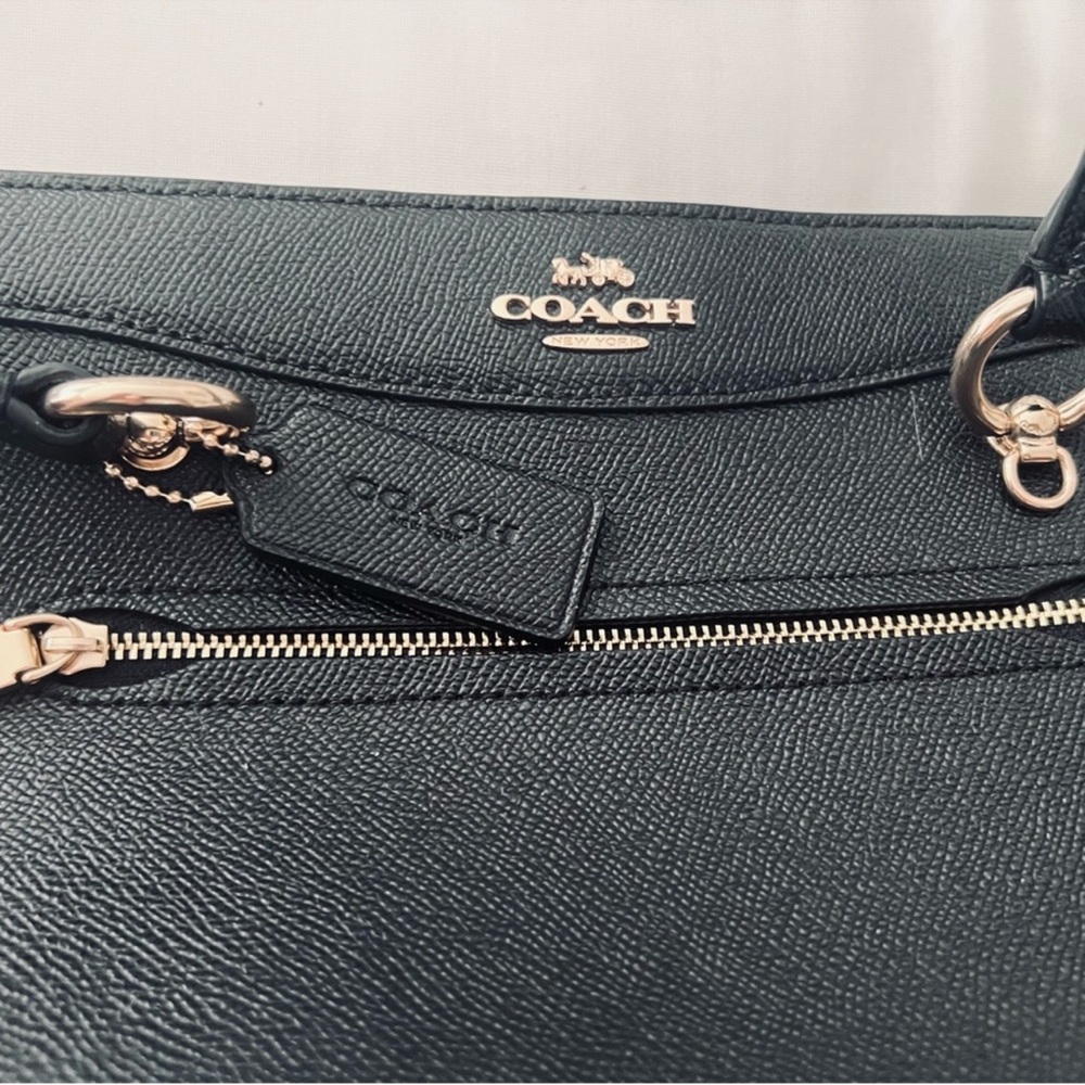 New Coach Black Leather Kailey Carryall purse bag Satchel $498 - Picture 6 of 7
